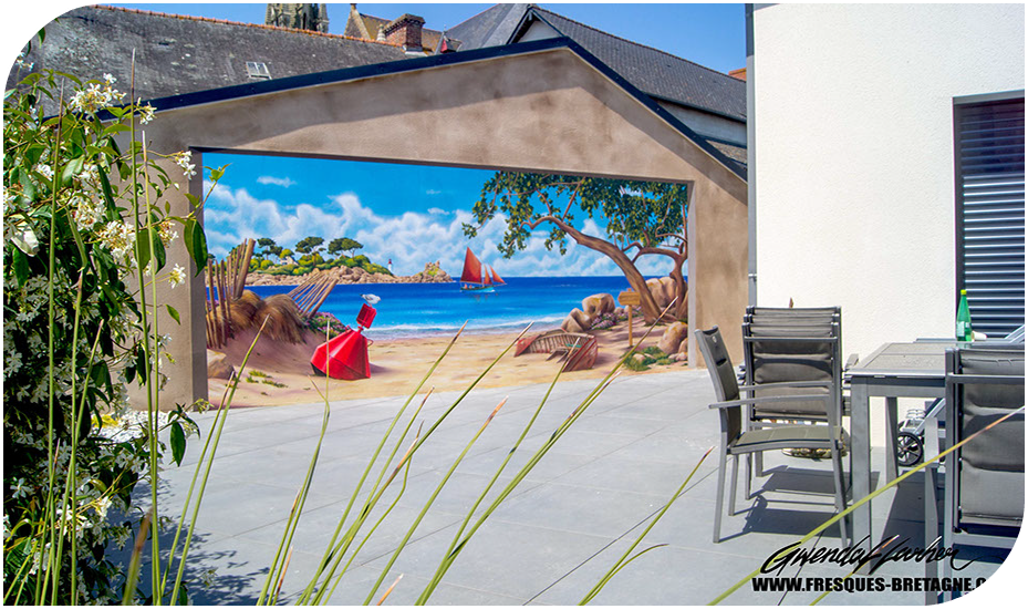 peinture murale marine vieux gréements Bretagne particulier Rennes