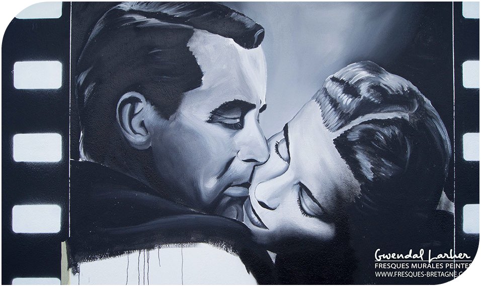 Peinture portraits réalistes icônes cinéma fresque murale