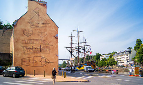Fresque-murale-trompe-l-oeil-peinture-monumentale-artiste-peintre-muraliste-bretagne-finistere-morbihan-cotes-d-armor Gwendal LARHER Morlaix