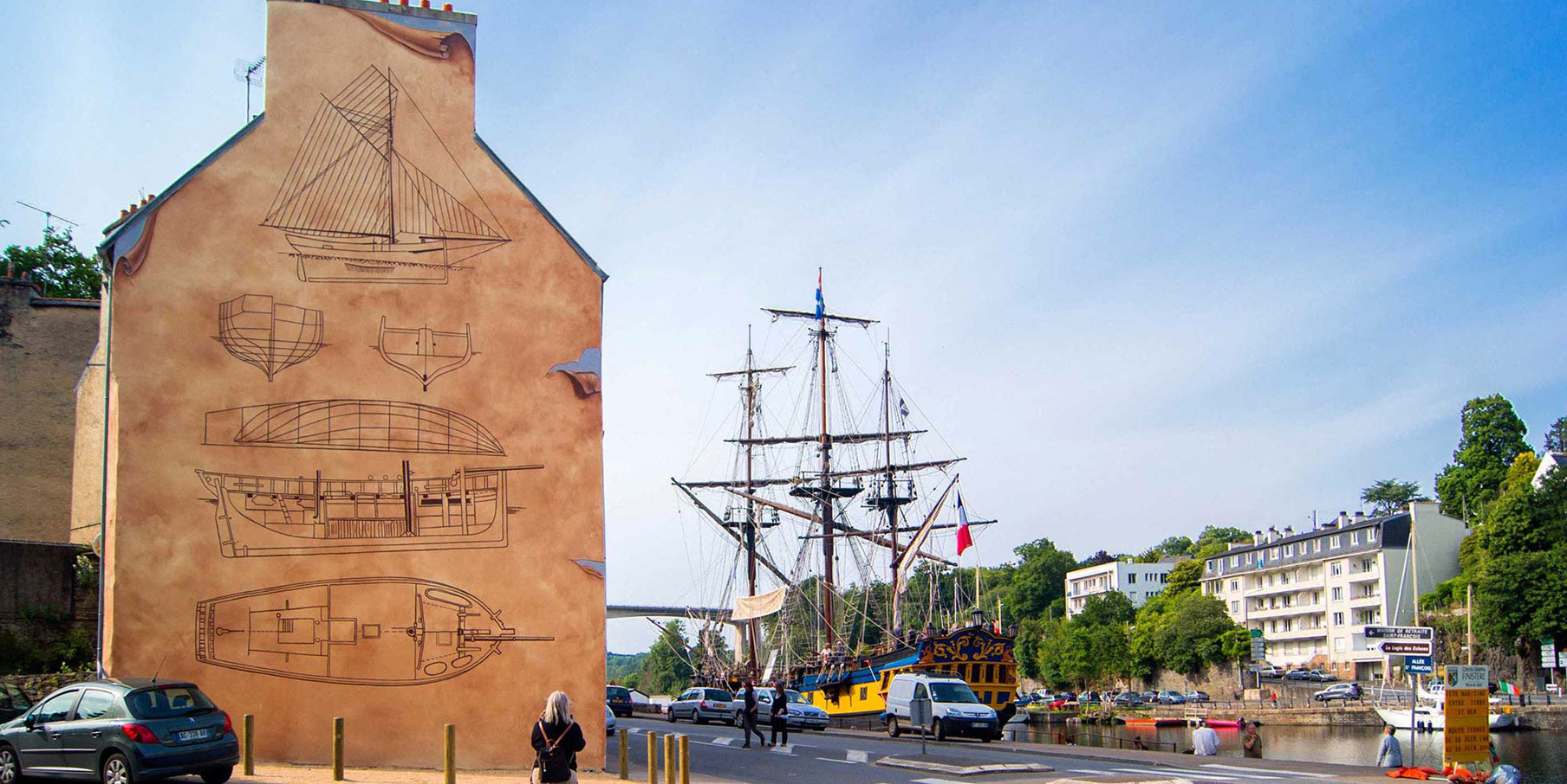 trompe-l'œil&nbsp; rue notre dame ville de morlaix