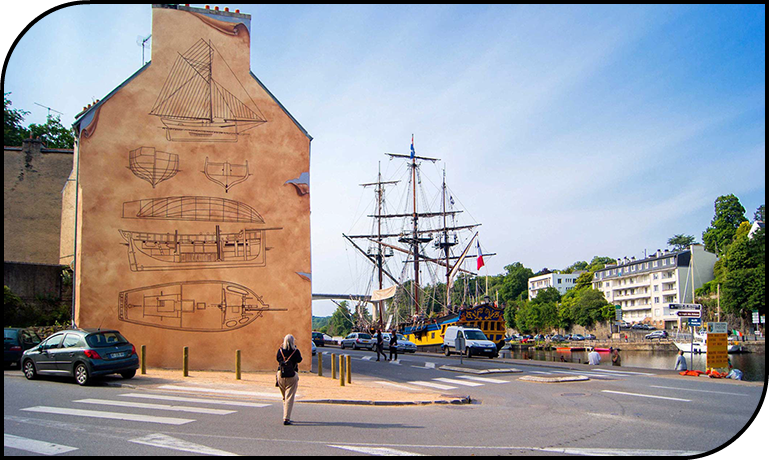 trompe-l'œil&nbsp; rue notre dame ville de morlaix