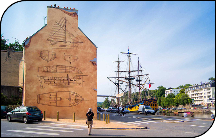 trompe-l'œil&nbsp; rue notre dame ville de morlaix