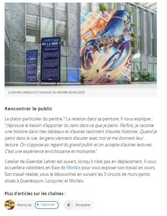 Fin de l'article Bateaux Mag, avec une photo d'un homard géant peint par Gwendal Larher à l'occasion du Vendée Globe 2020.