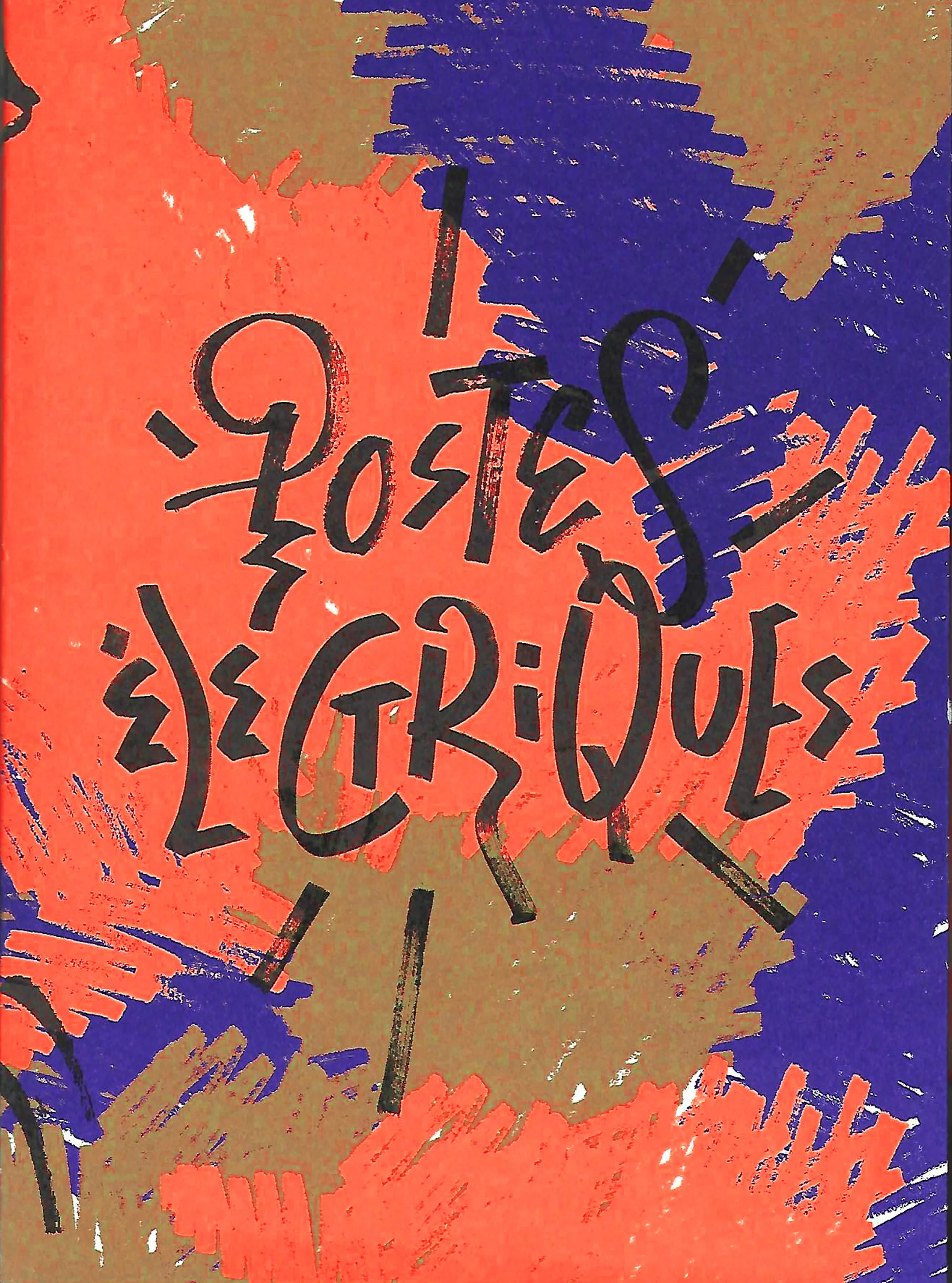 Couverture graphique abstraite intitulée « Postes électriques », vraisemblablement liée à un transformateur électrique peint en trompe-l'œil par Gwendal Larher.