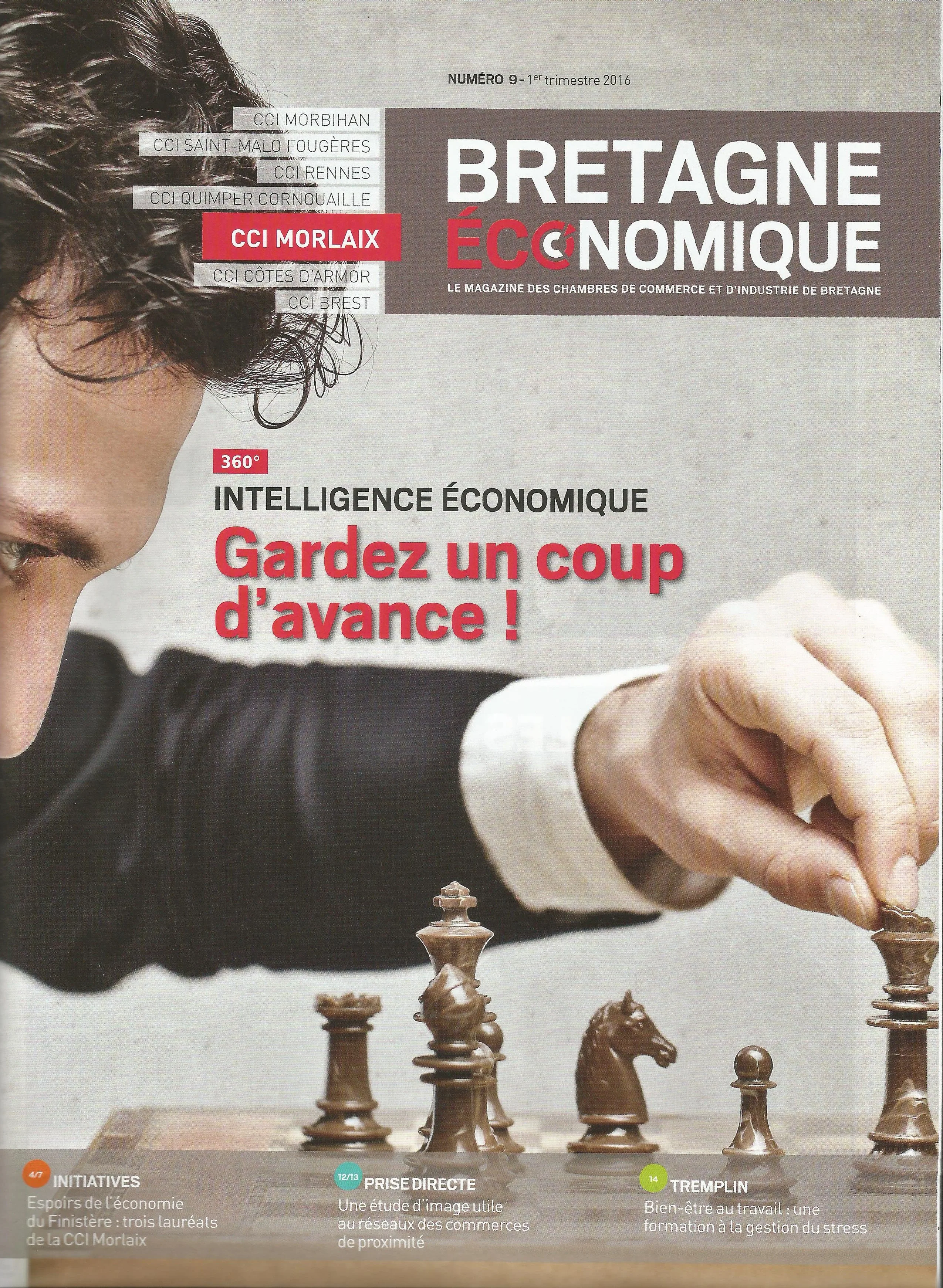 Couverture du magazine Bretagne Économique de la CCI (n°9, 1er trimestre 2016), avec un dossier consacré à la CCI Morlaix.