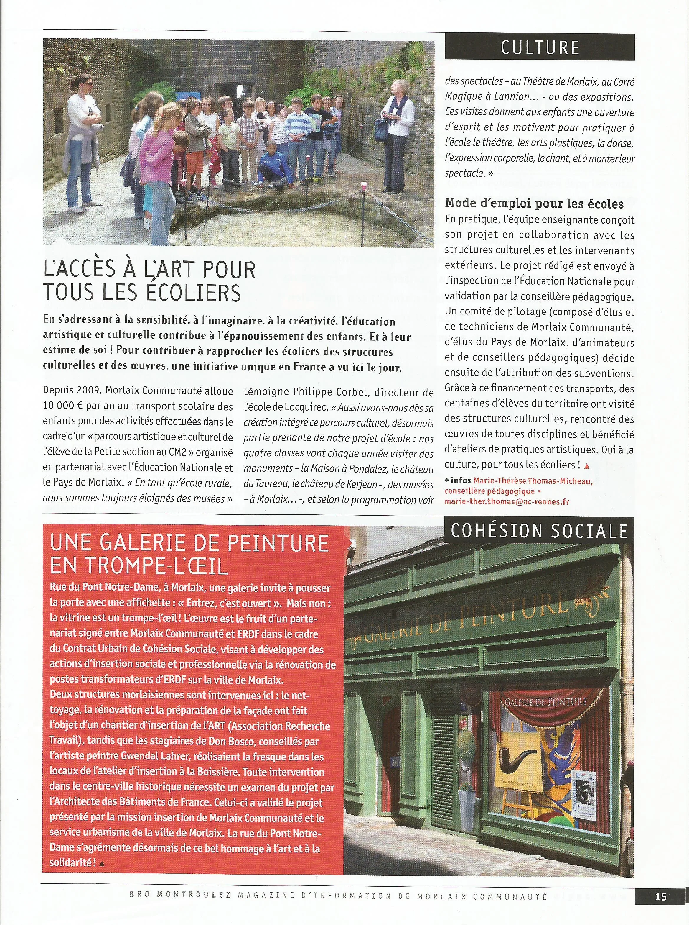 Page du magazine broMontroulez sur une fresque en trompe-l'œil peinte par Gwendal Larher pour dissimuler un poste électrique à Morlaix.