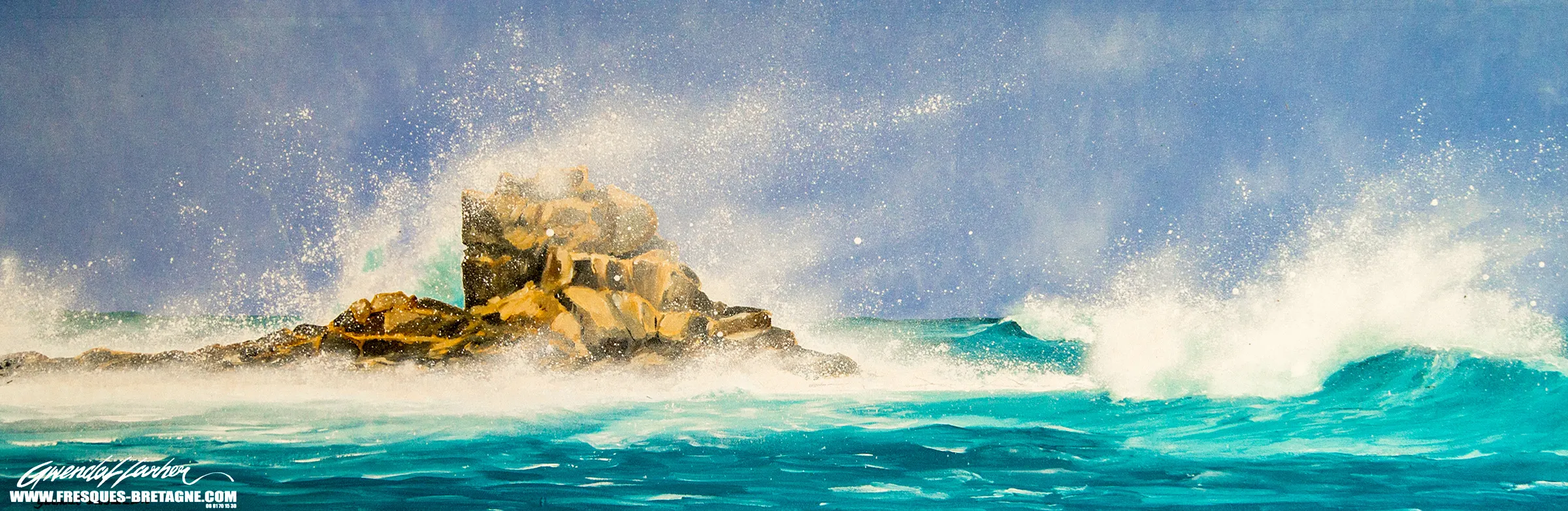 Tableau vendu — peinture acrylique de vagues marines.